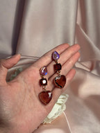 Enamel Hearts Earrings- dark brown