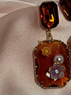 Enamel Floral Rectangle-brown