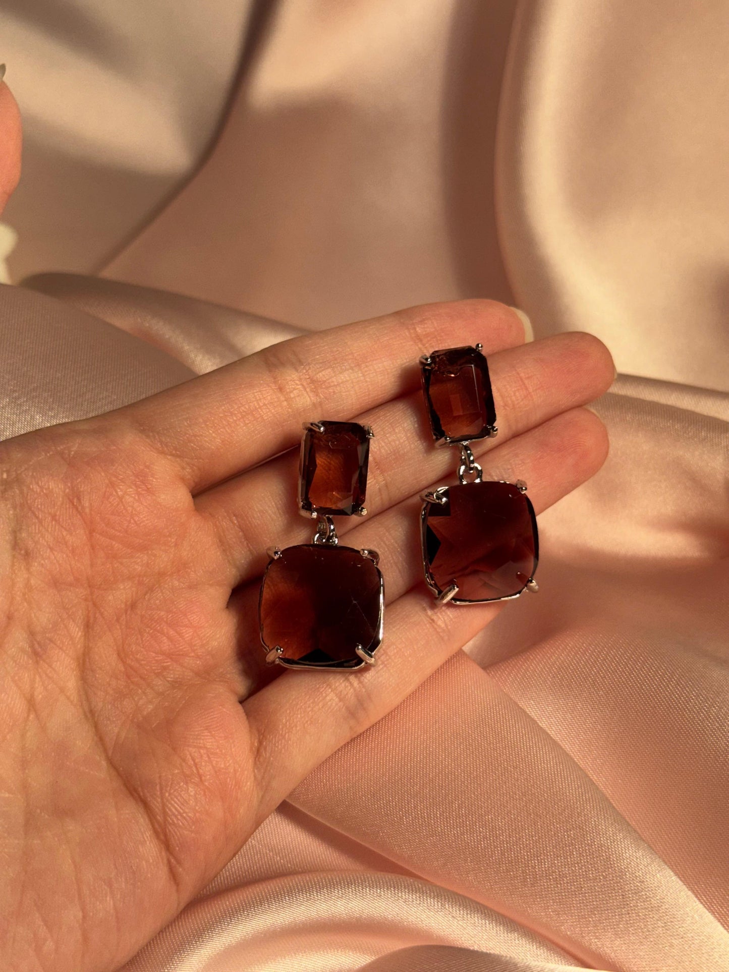 Enamel Earrings - brown