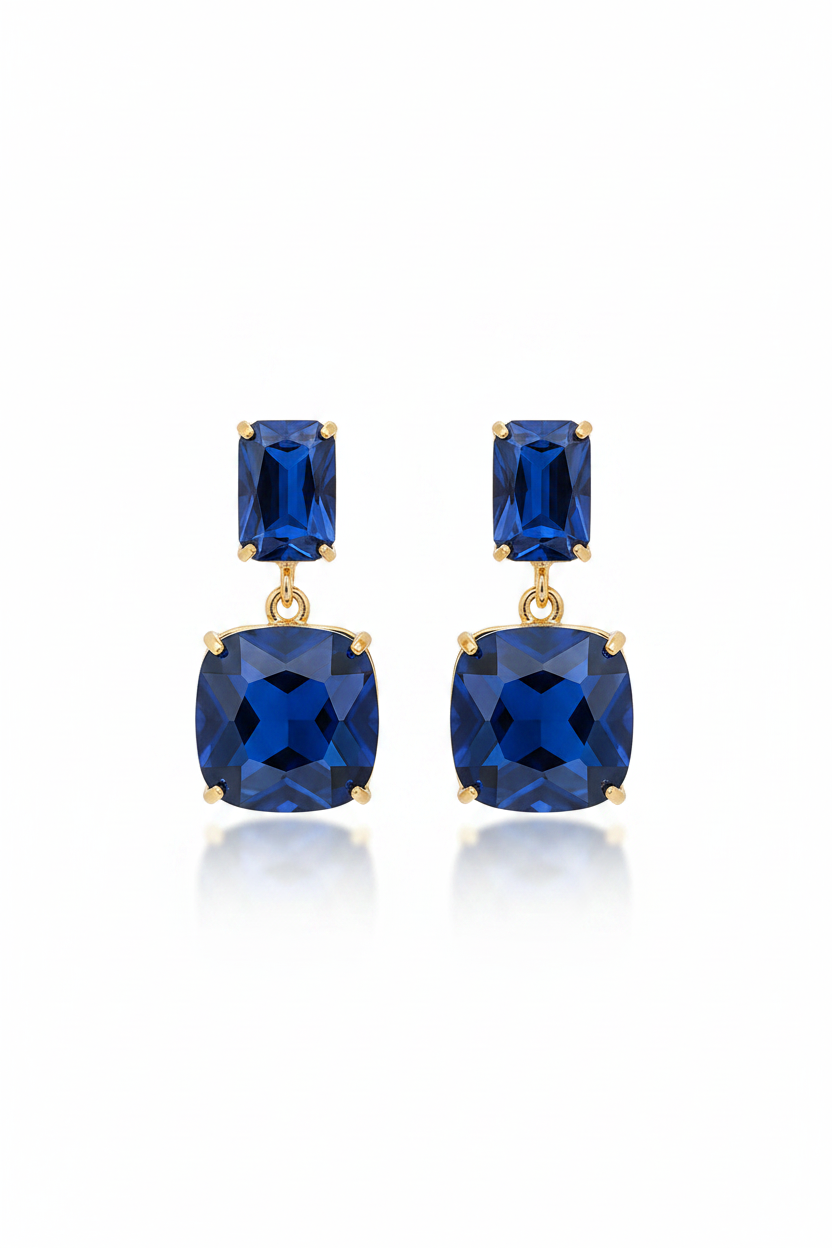Enamel Earrings - blue gold