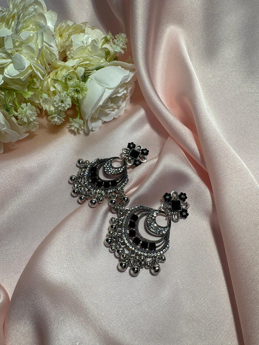 Malika Chand Kundan - black and silver -(Noor-Bano-Collection)