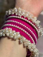 Moti and velvet set - Dark Pink
