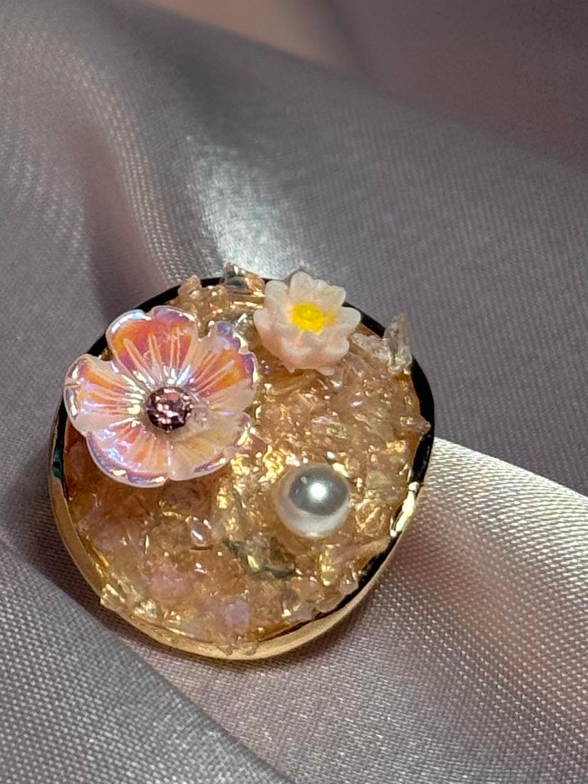 Enamel Round earrings-peach