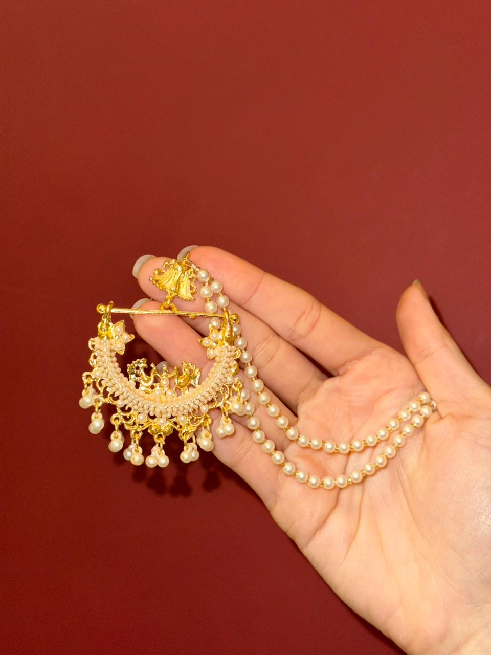 Peacock Earrings Gold with saharay