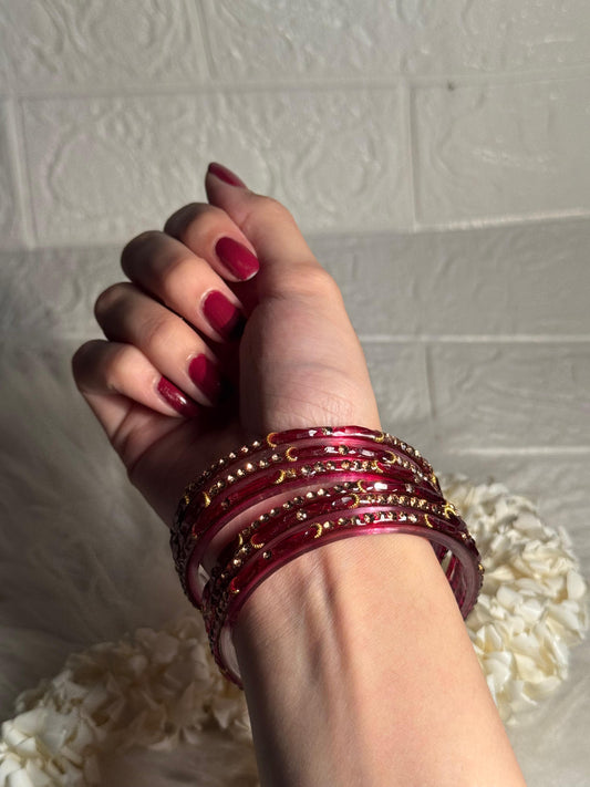 Raindrop bangle (7) - moon maroon