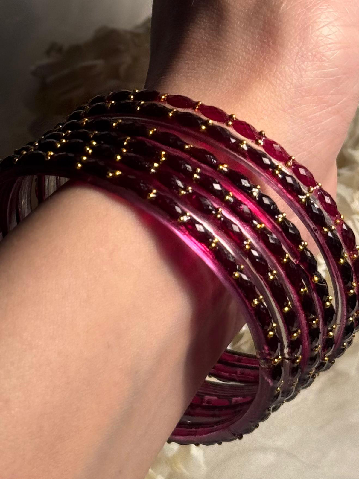 Raindrop bangle (7) -  maroon