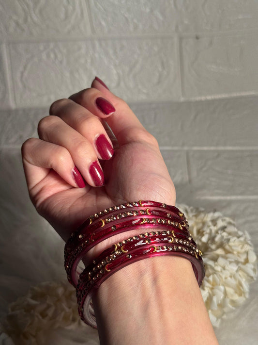 Raindrop bangle (7) - moon maroon