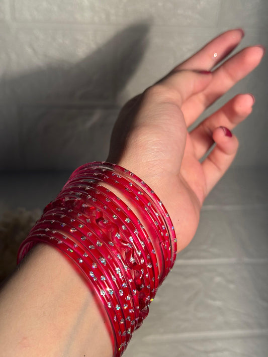 Raindrop bangle (6) red