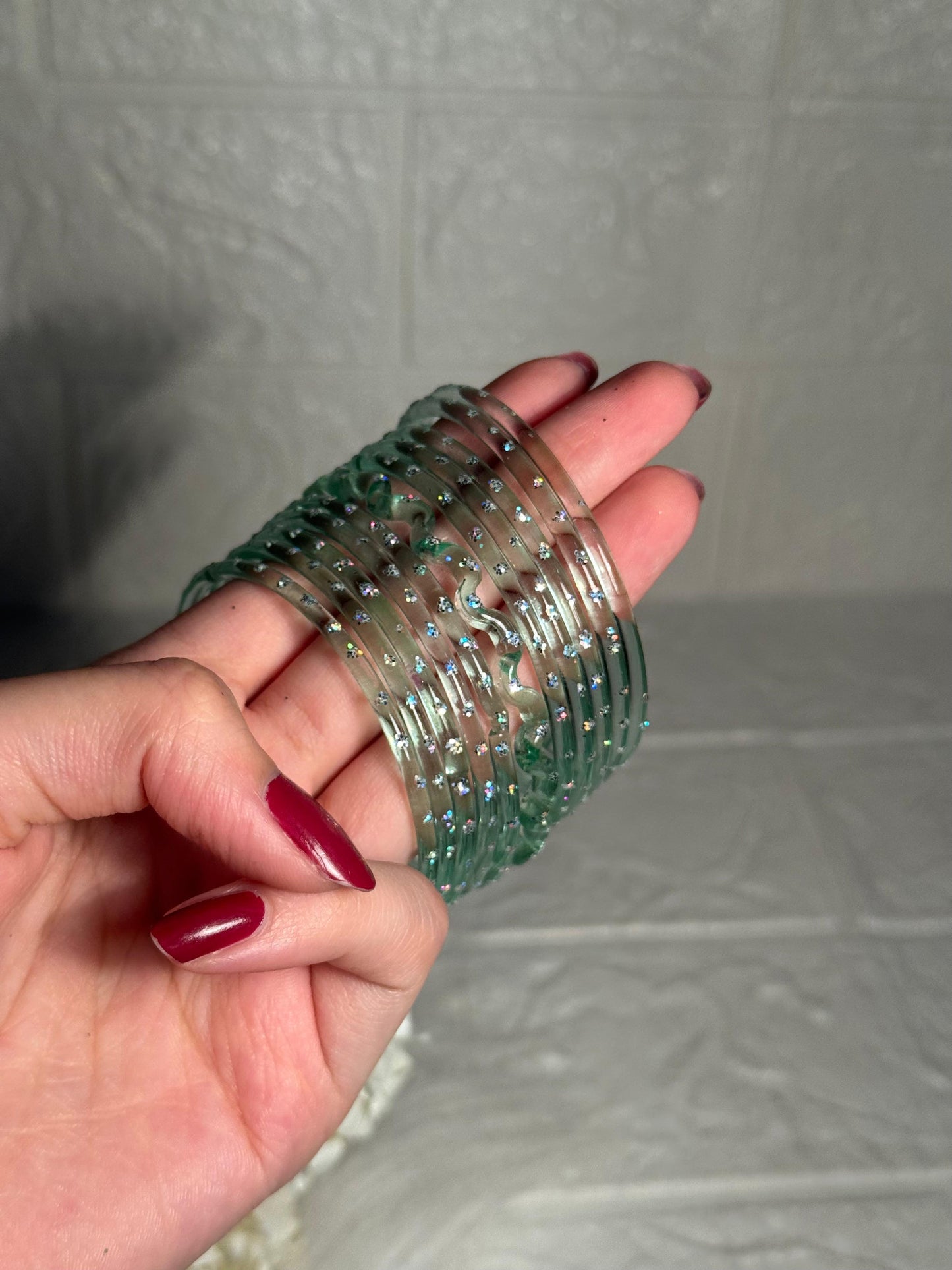 Raindrop bangle (6) sage