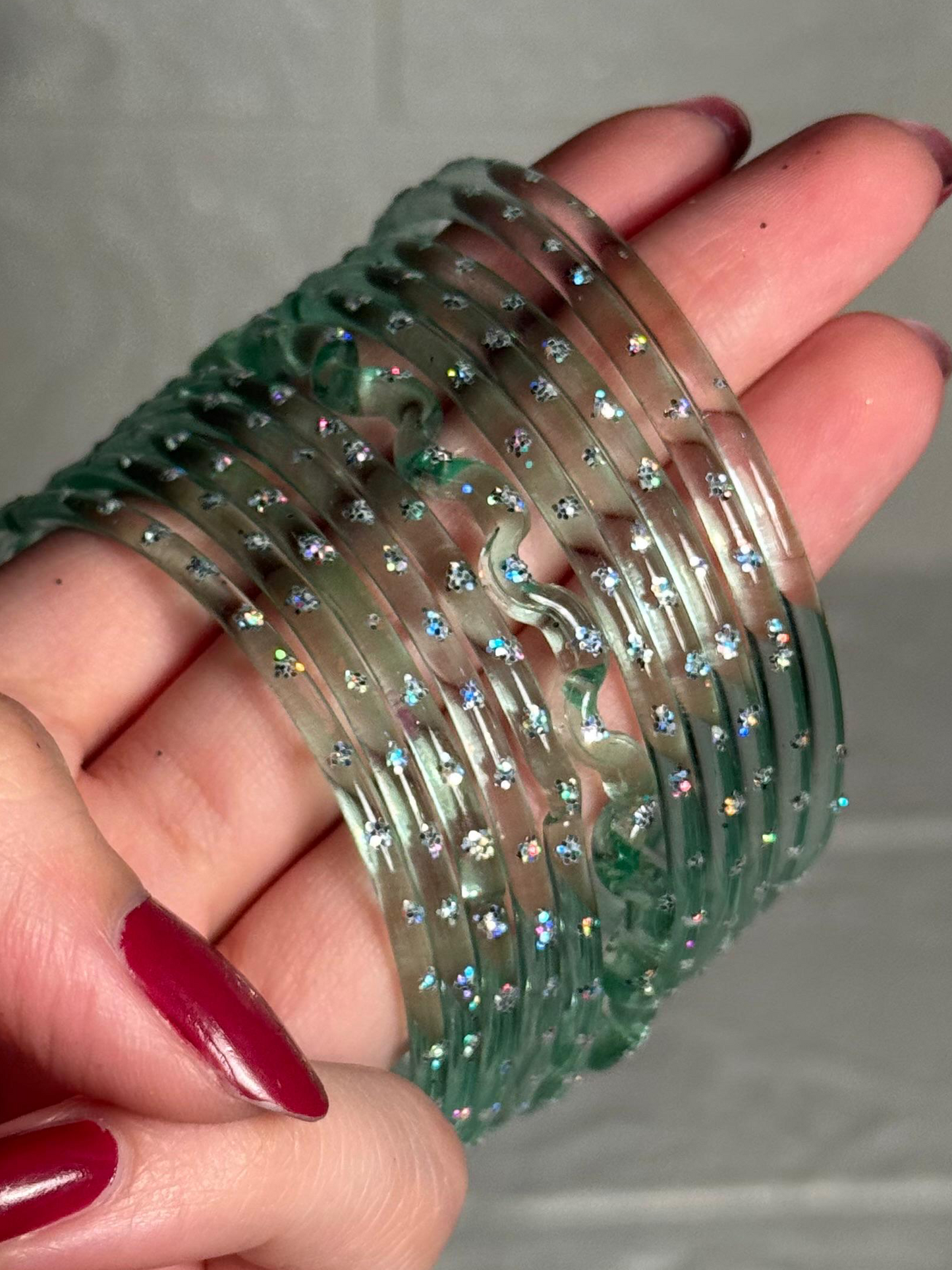 Raindrop bangle (6) sage