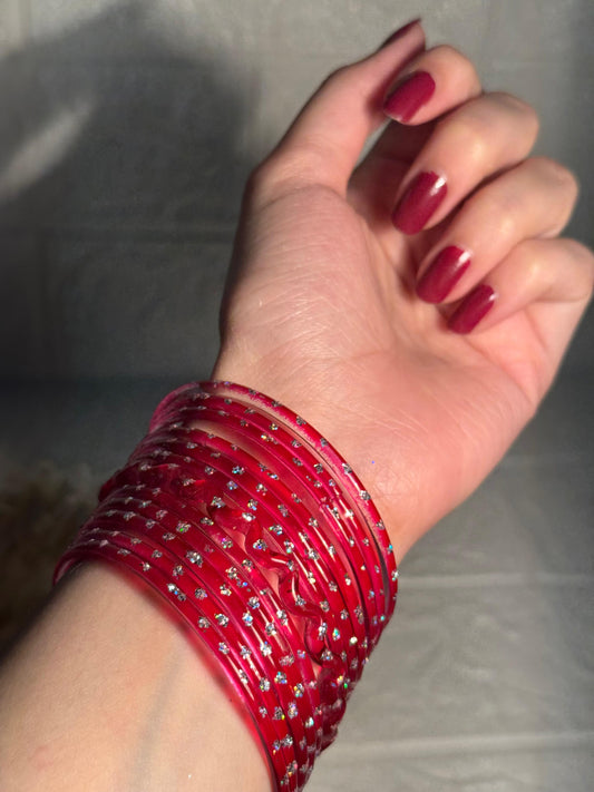 Raindrop bangle (6) red