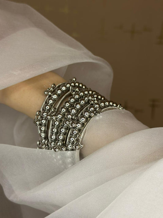 Ghungroo chand raat collection silver with silver balls karray