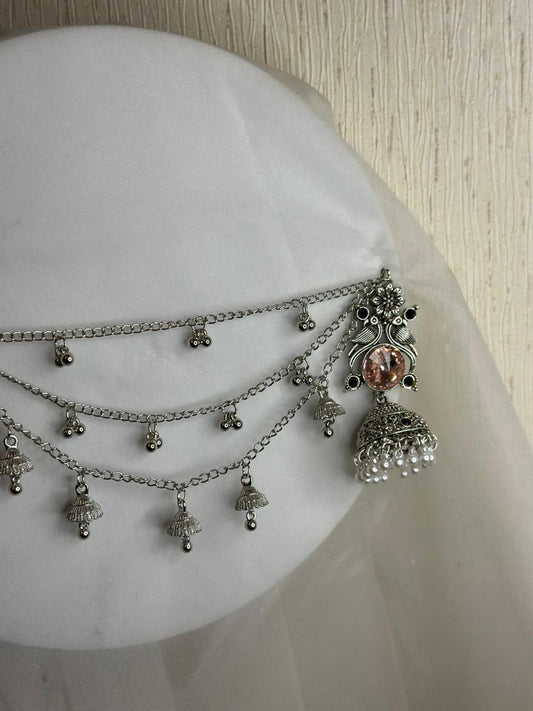 Teen Boti Afghan jhumka-rosegold with saharay