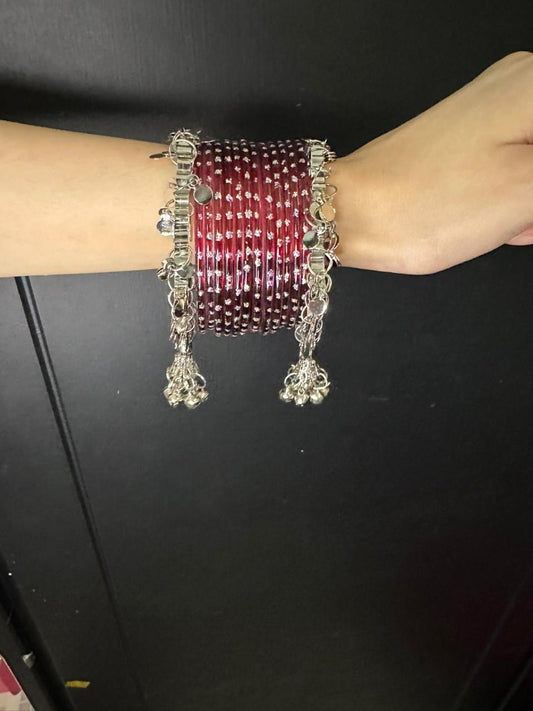 raindrop bangles maroon in ghungroo bangles
