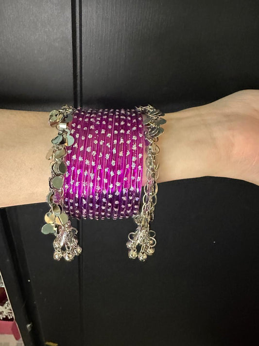 Raindrop bangles and ghungroo bangles purple