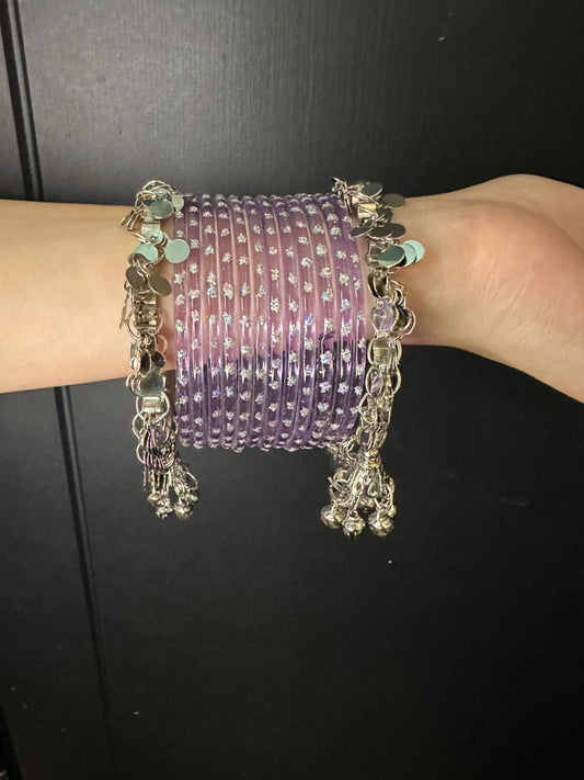 raindrop bangles with ghungroo bangles lilac