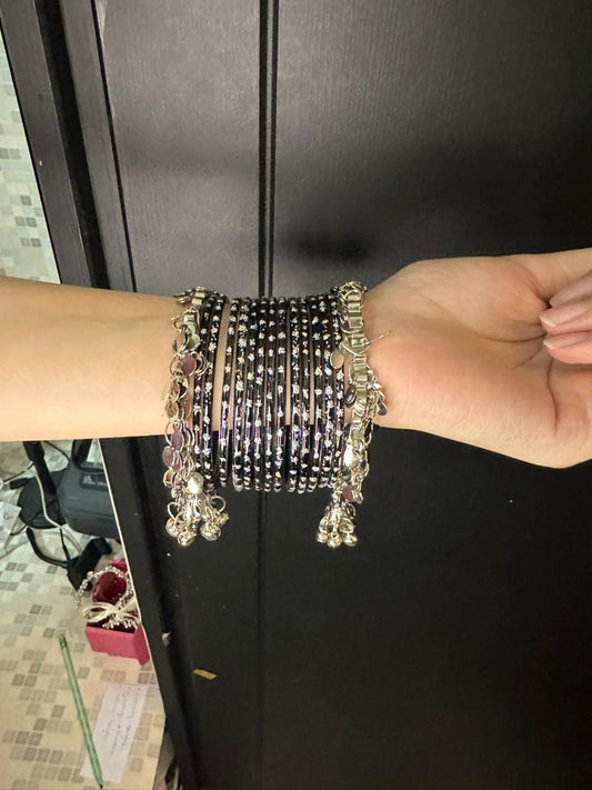 Raindrop bangles with ghungroo black