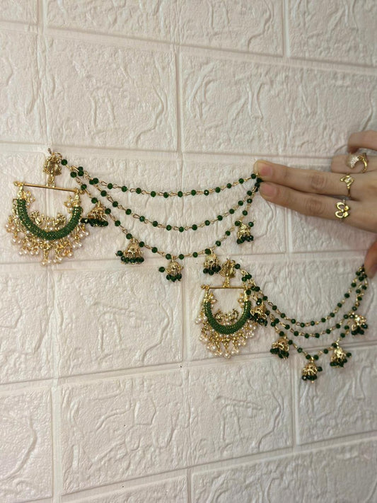 Peacock earrings with saharay (green)