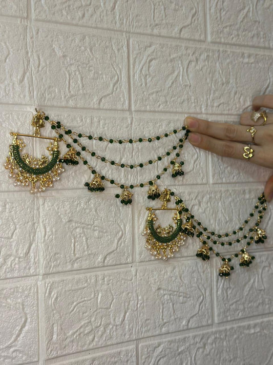 Peacock earrings with saharay (green)