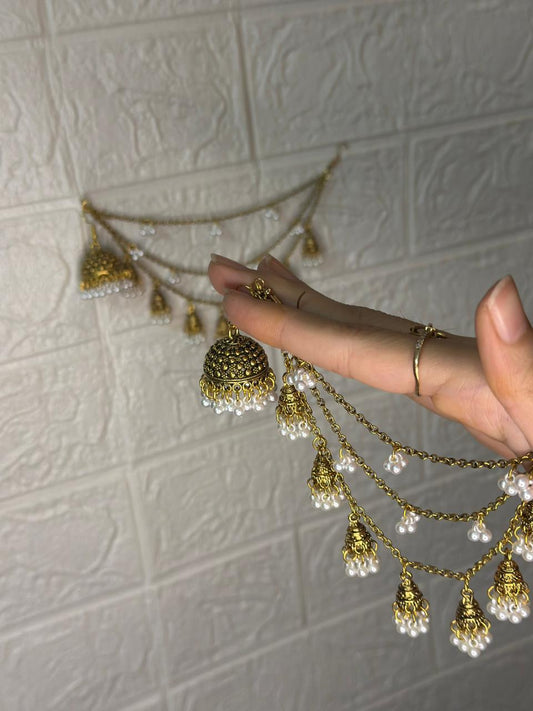 Gold jhumkay with saharay (Gold collection)