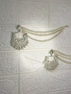 peacock earrings with white triple sahary