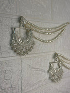 peacock earrings with white triple sahary
