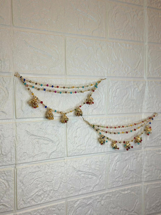 Multi and Gold jhumkay walay saharay