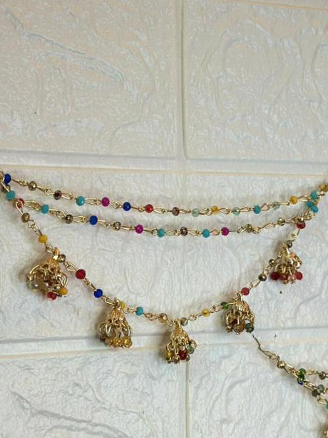 Multi and Gold jhumkay walay saharay