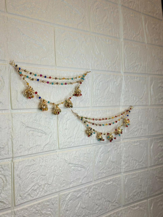 Multi and Gold jhumkay walay saharay