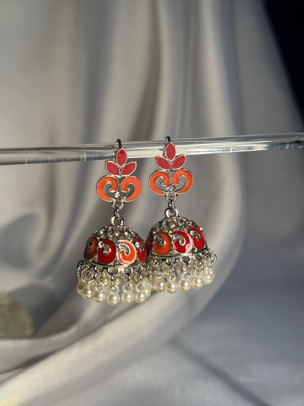 Teen Booti silver Rang-e-desi orange