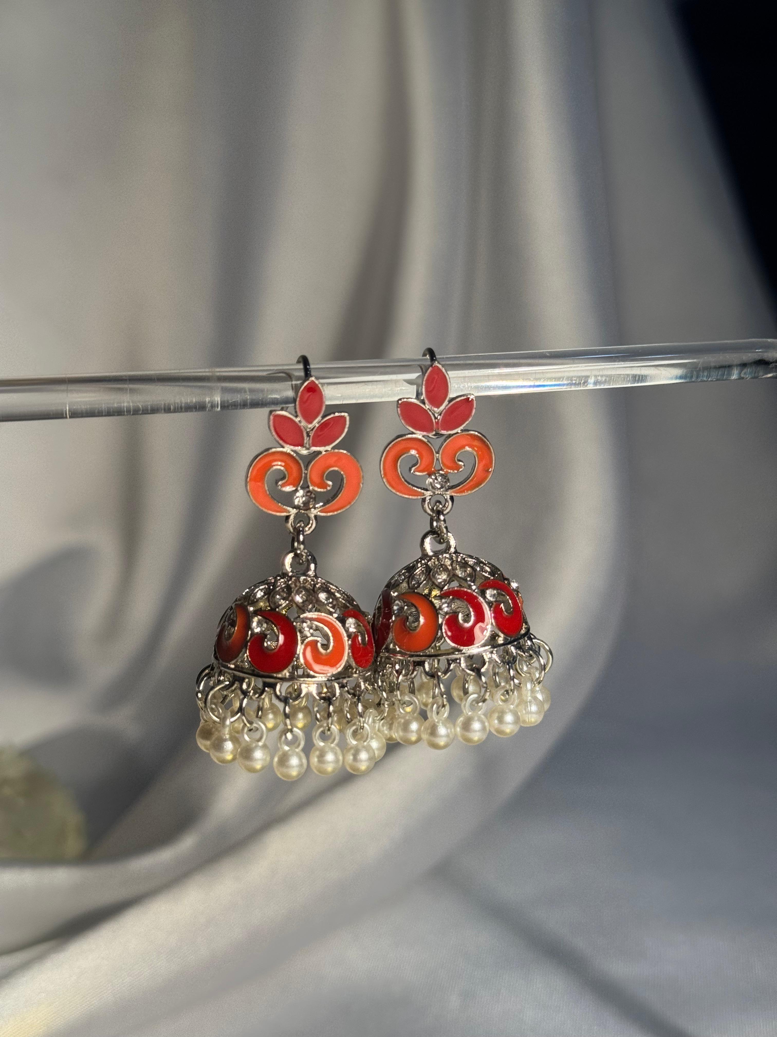 Teen Booti silver Rang-e-desi orange
