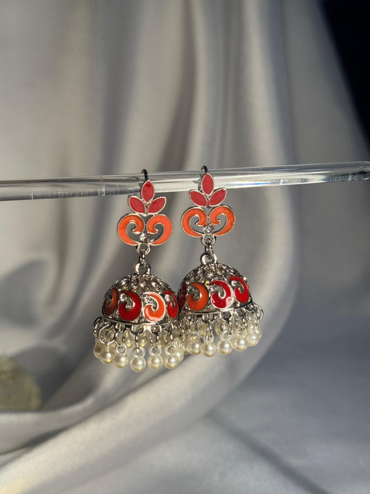 Teen Booti silver Rang-e-desi orange