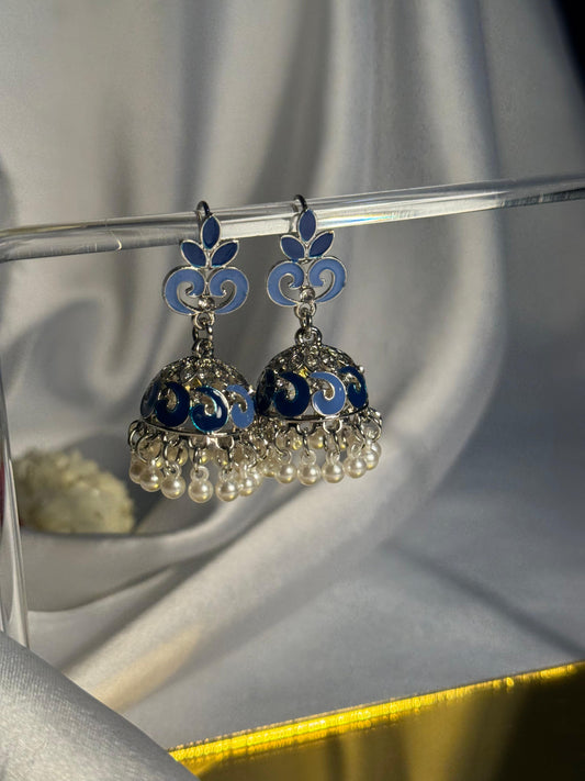 Teen Booti silver Rang-e-desi blue