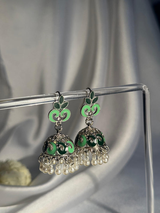 Teen Booti silver Rang-e-desi green