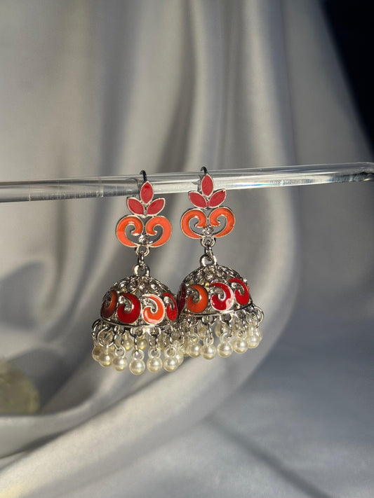 Teen Booti silver Rang-e-desi orange