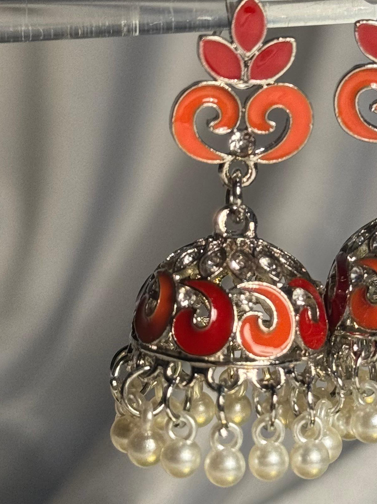 Teen Booti silver Rang-e-desi orange