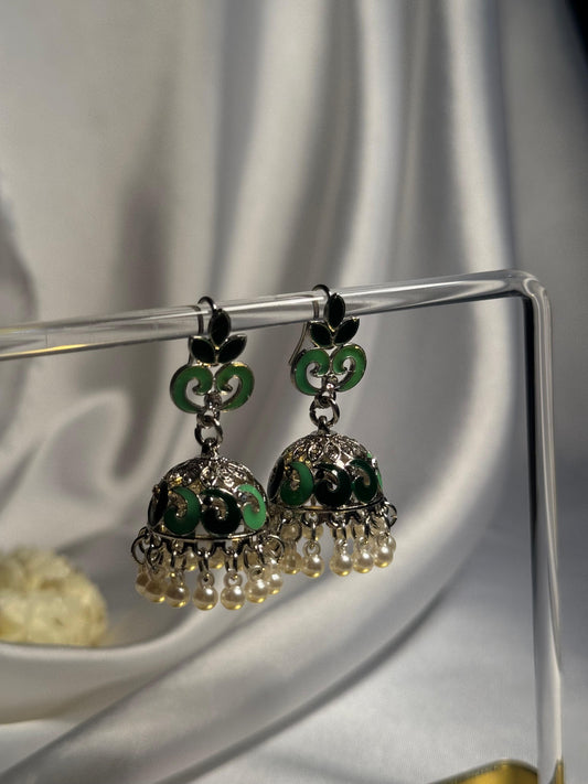 Teen Booti silver Rang-e-desi green