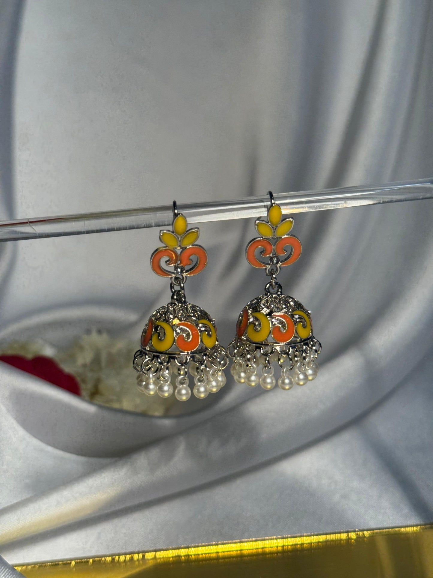 Teen Booti silver Rang-e-desi yellow orange