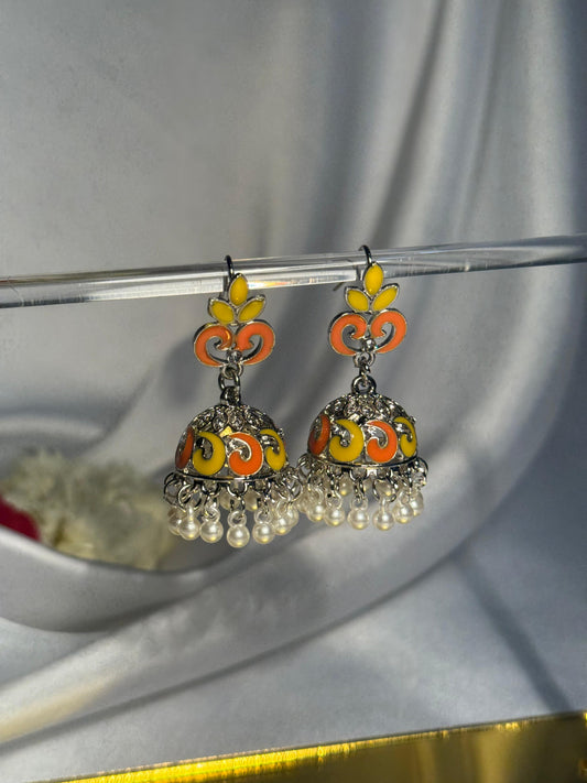 Teen Booti silver Rang-e-desi yellow orange