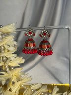 Phool booti Rang-e-desi red