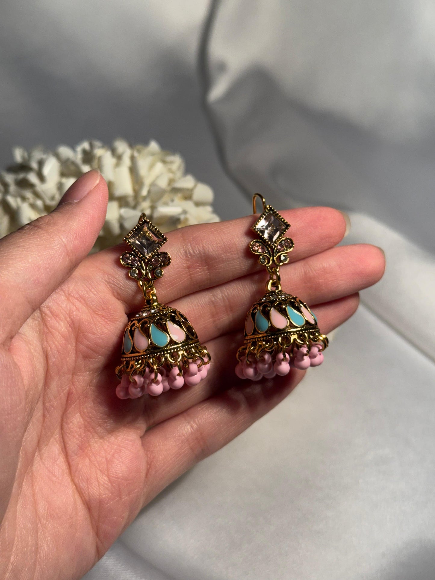 Chakoor booti gold-Rang-e-desi pink n blue