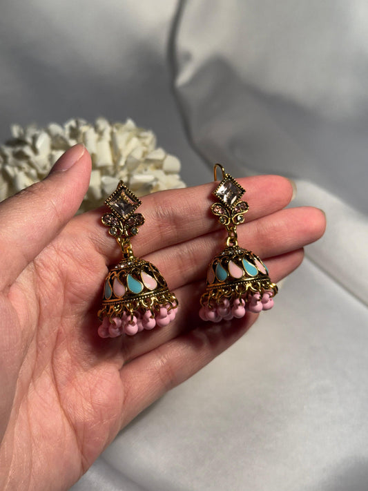 Chakoor booti gold-Rang-e-desi pink n blue