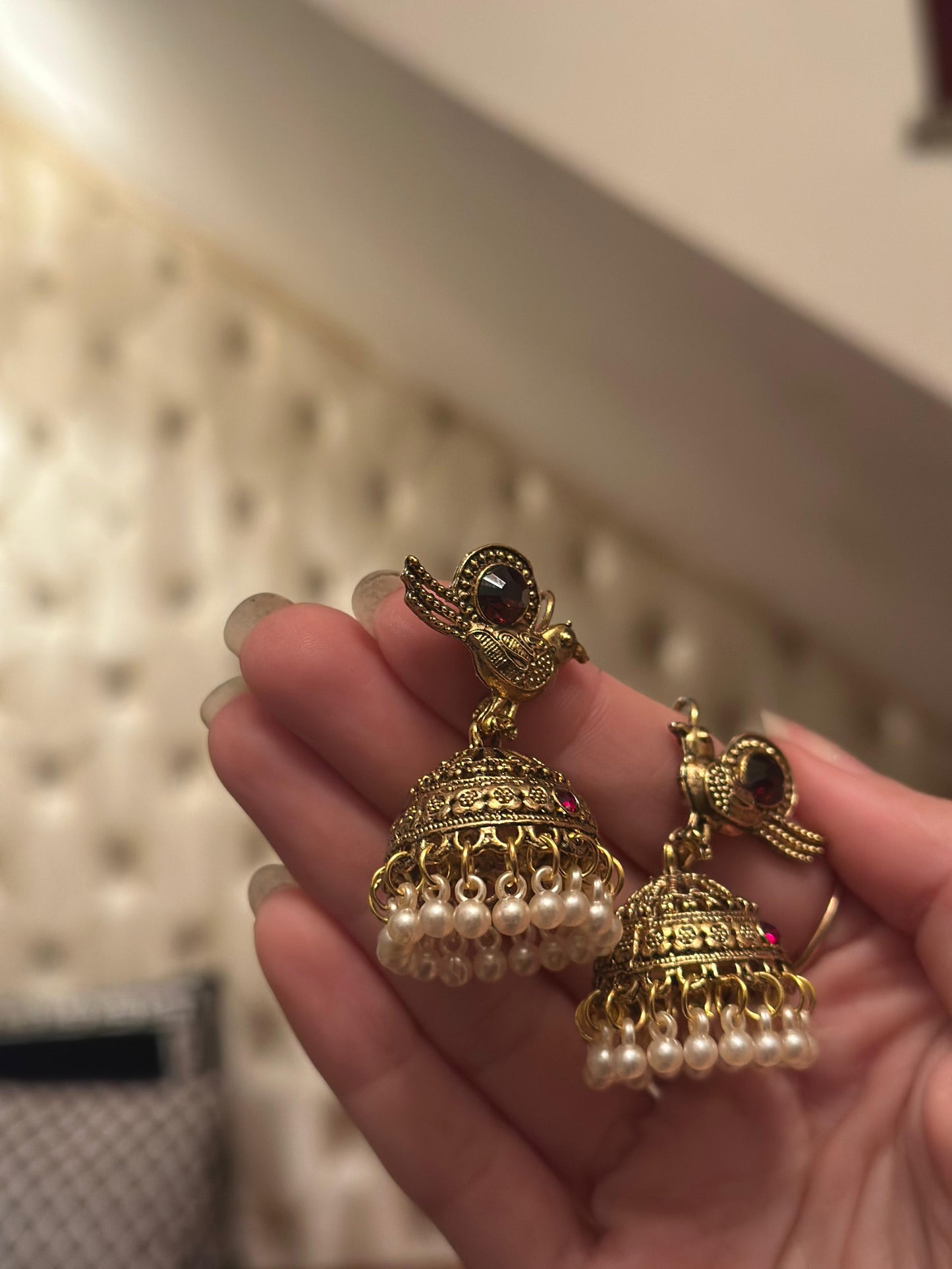 Chiriya Katoori Jhumki (Gold and Maroon)