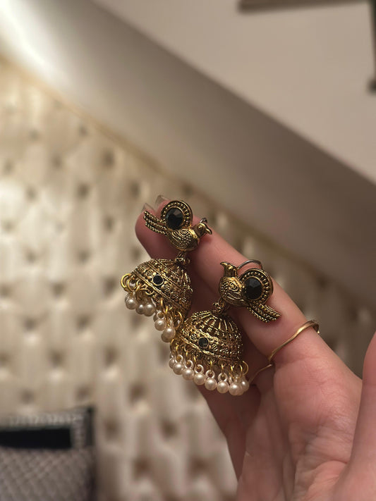 Chiriya Katoori Jhumki (Gold and Black)