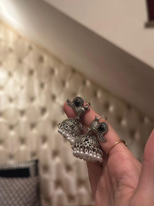 Chiriya Katoori Jhumki (Silver and Black)