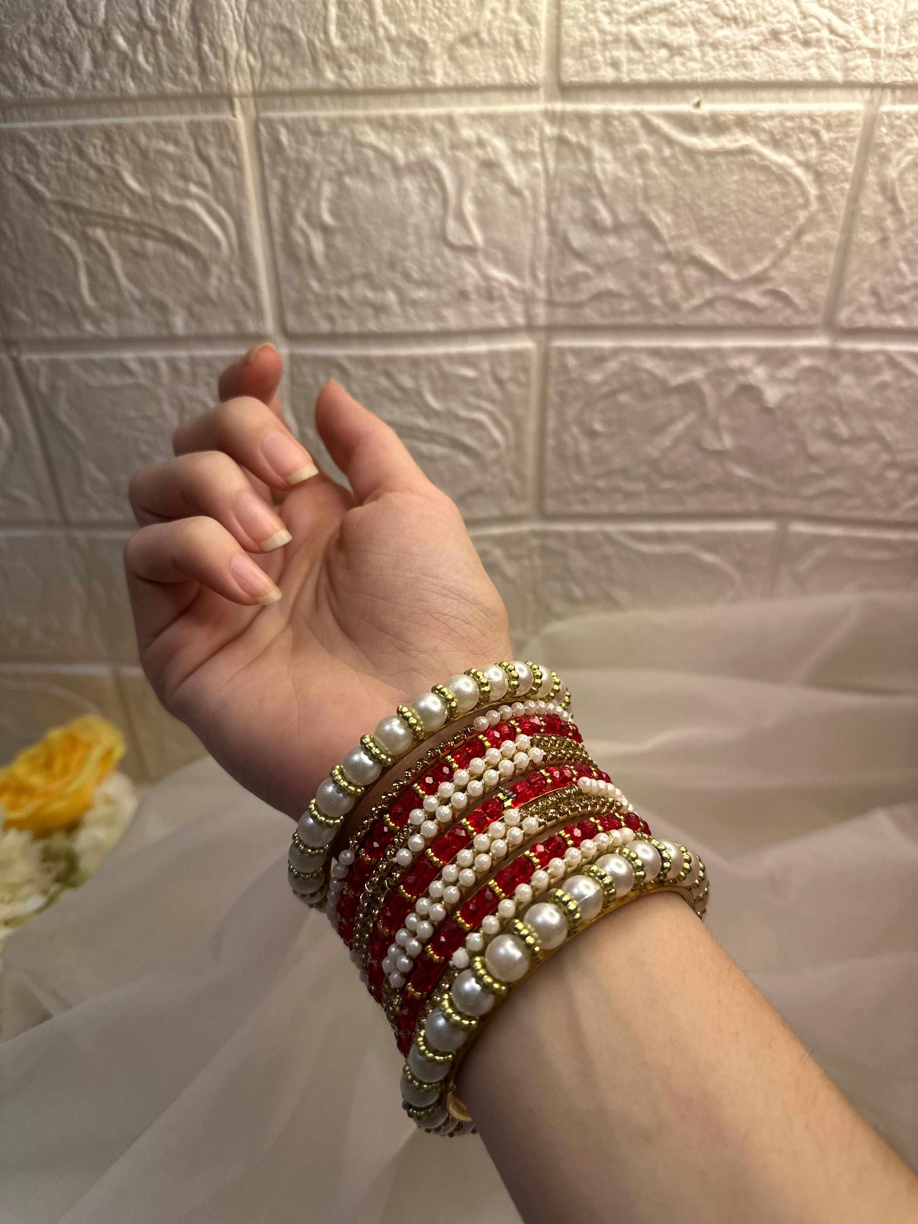 Moti Bangles (Red)