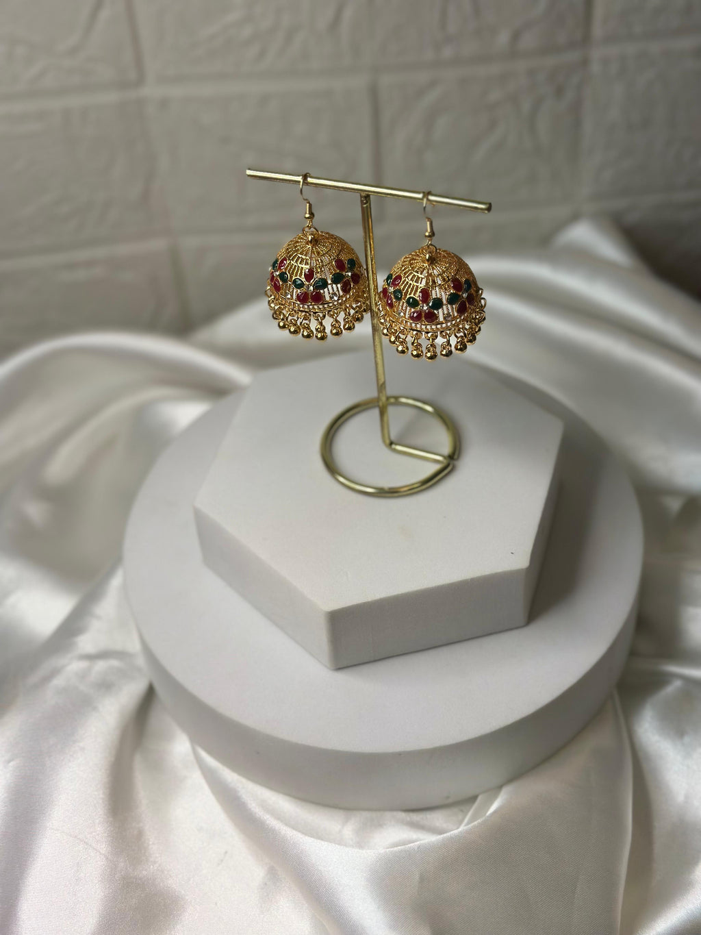 Katoori Jhumki (Red & Green)
