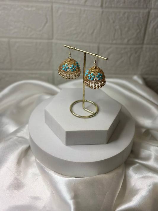 Katoori Jhumki - Floral (Blue)