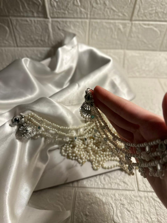 Chiriya Katoori Jhumki (Silver and Black) with saharay