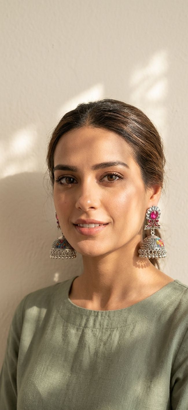 Phool chirya oxidized khass collection-silver and multi